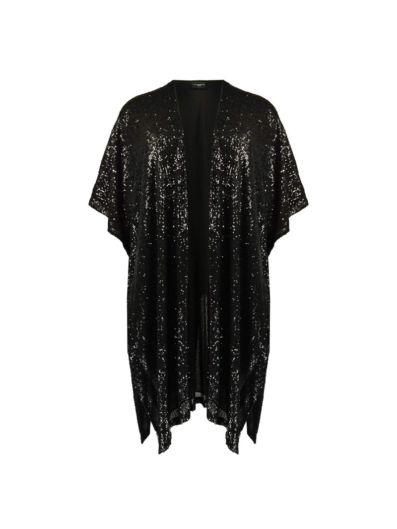Black Sequin Longline Kimono