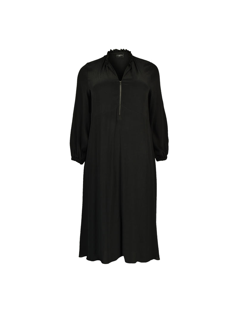 Black Viscose Zip Front Dress