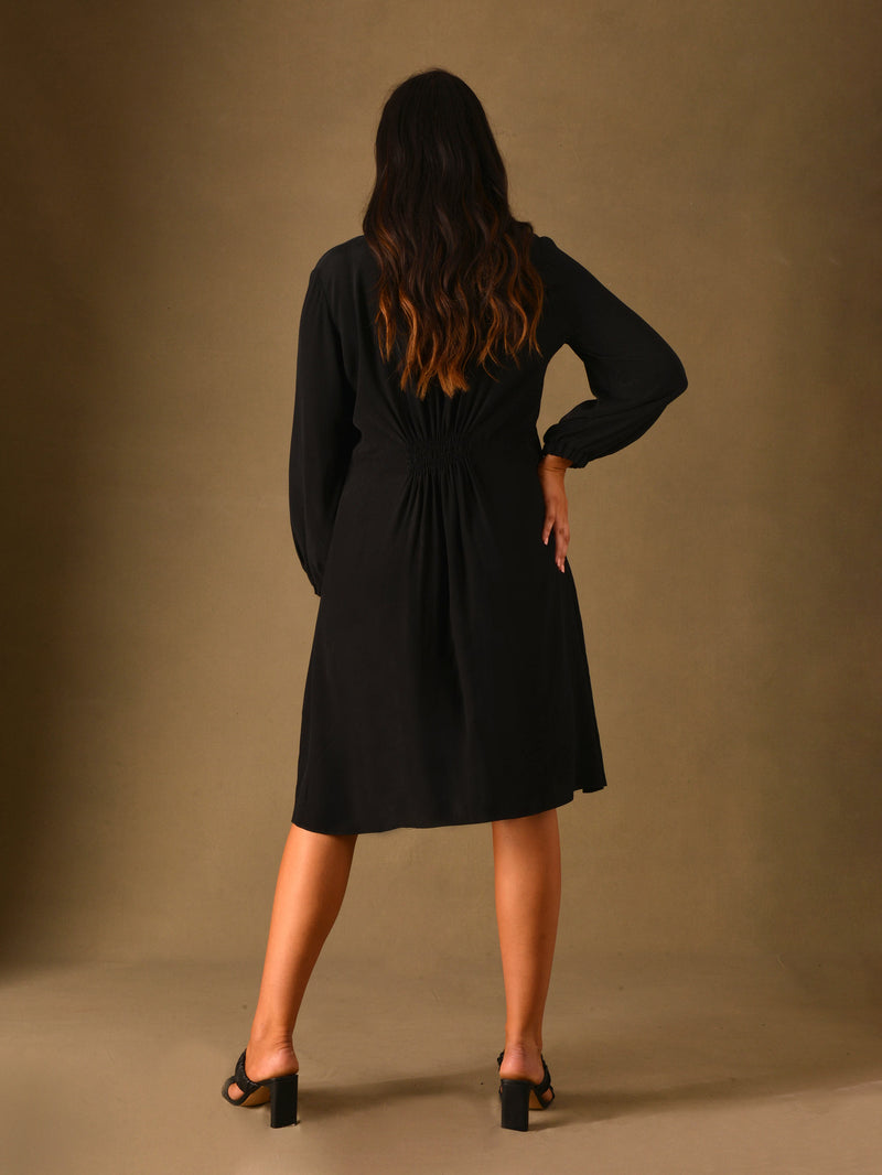 Black Viscose Zip Front Dress
