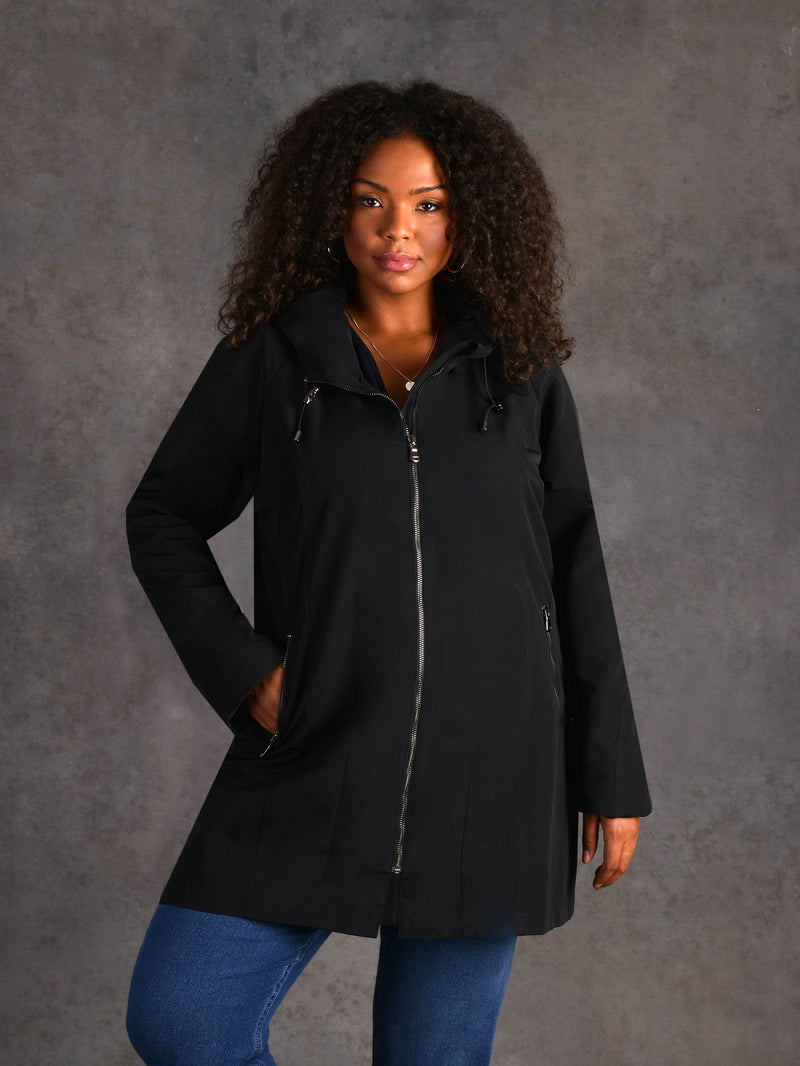 Black A-line Raincoat