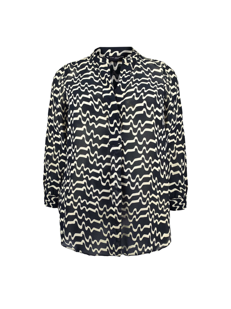 Black & White Wave Print Chuck On Shirt