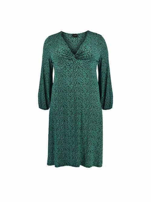 Green Heart Print Knot Front Jersey Dress