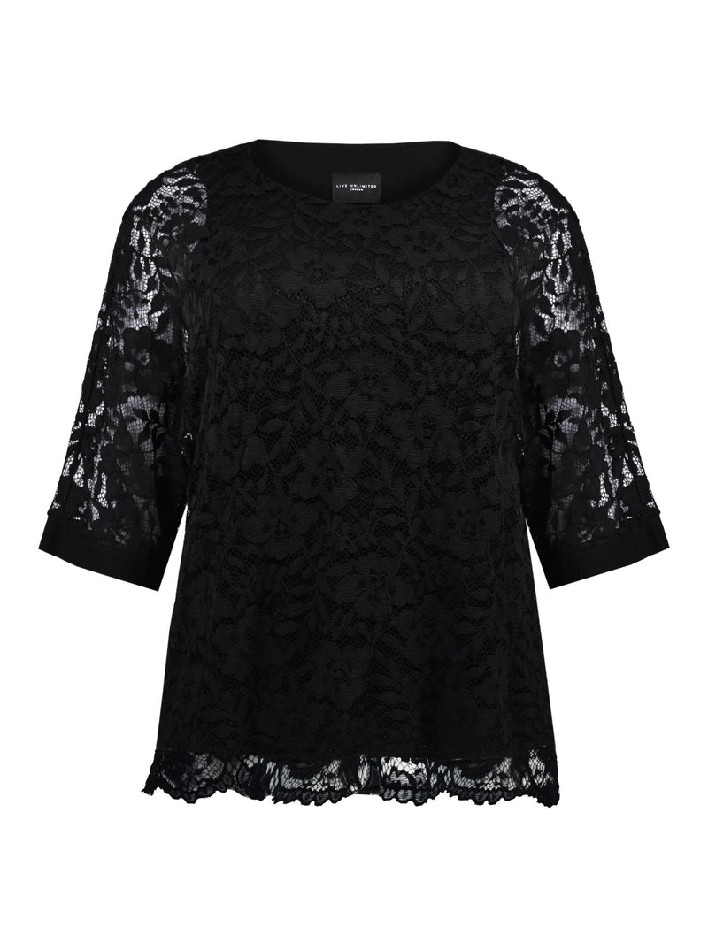 Black Lace Overlay Top