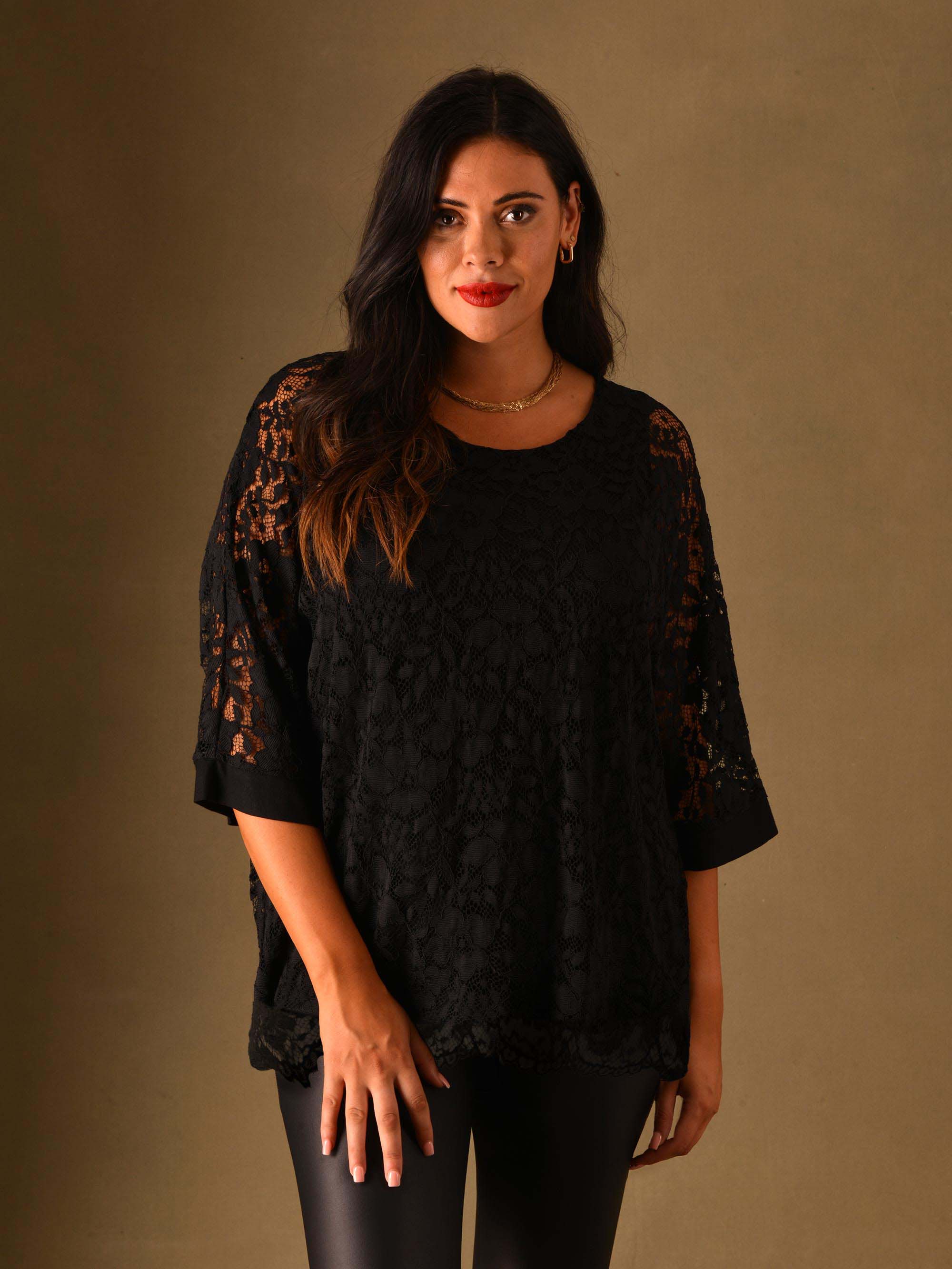Black Lace Overlay Top