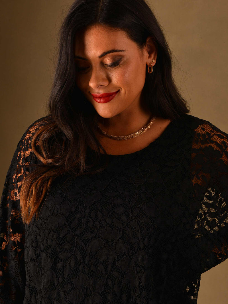 Black Lace Overlay Top