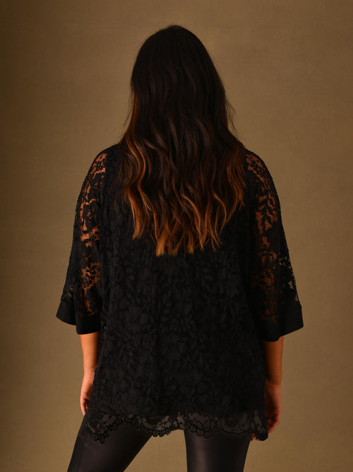 Black Lace Overlay Top