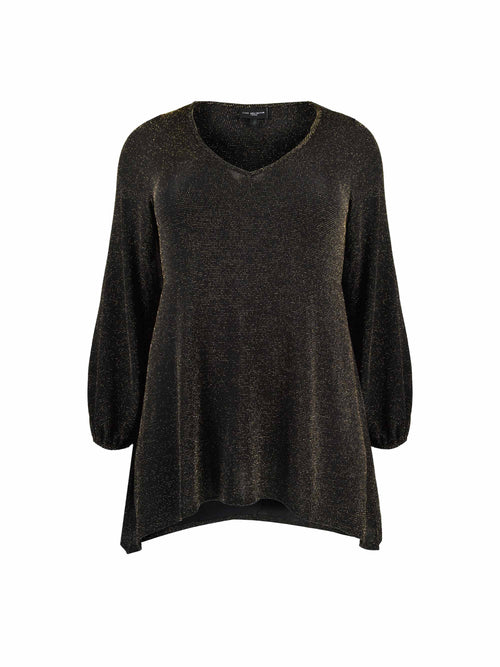 Gold Shimmer Hanky Hem Jersey Top