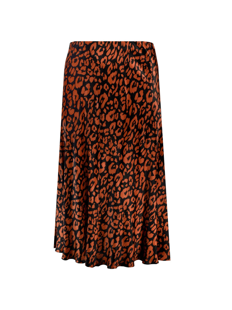 Leopard Print Viscose Bias Cut Skirt