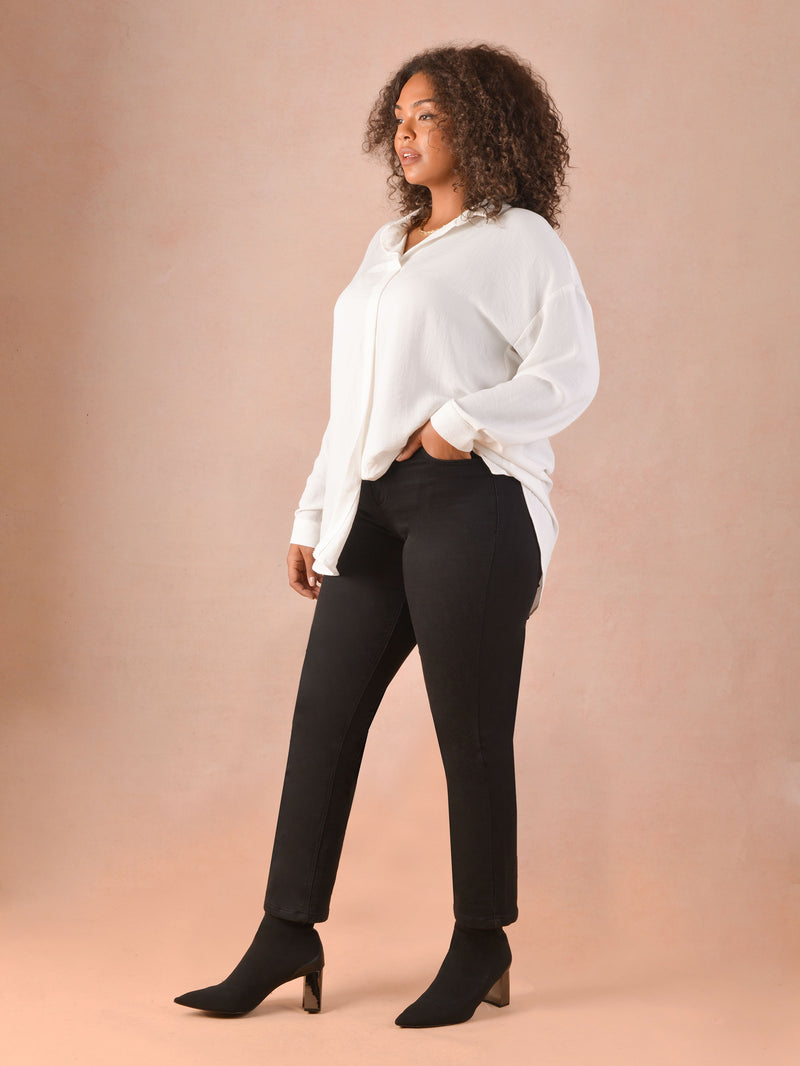 Black Knitted Denim Jean