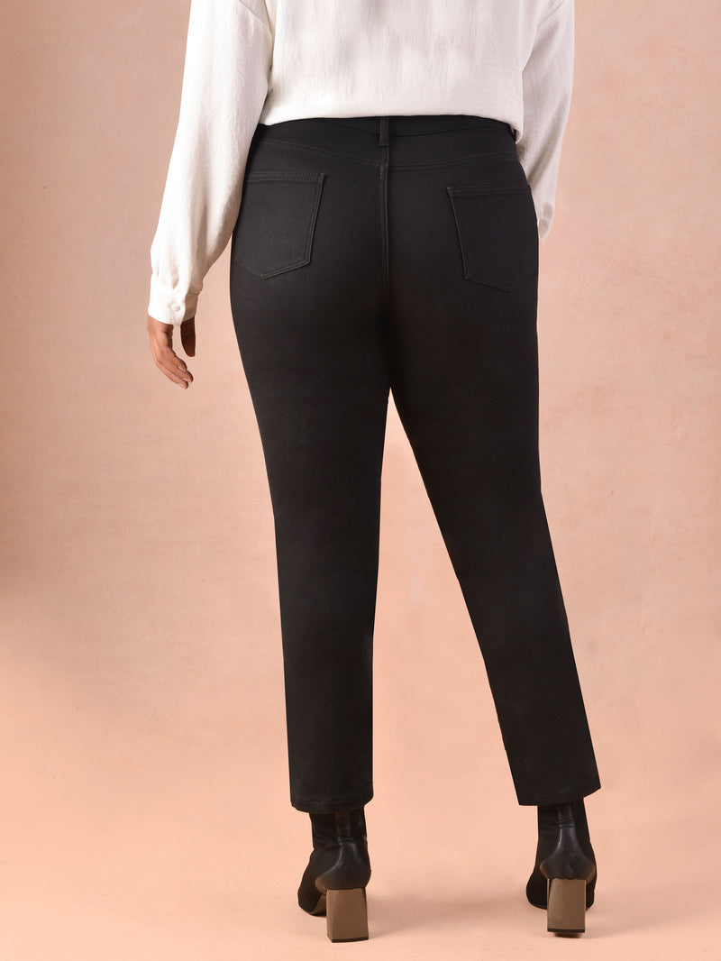 Black Knitted Denim Jean