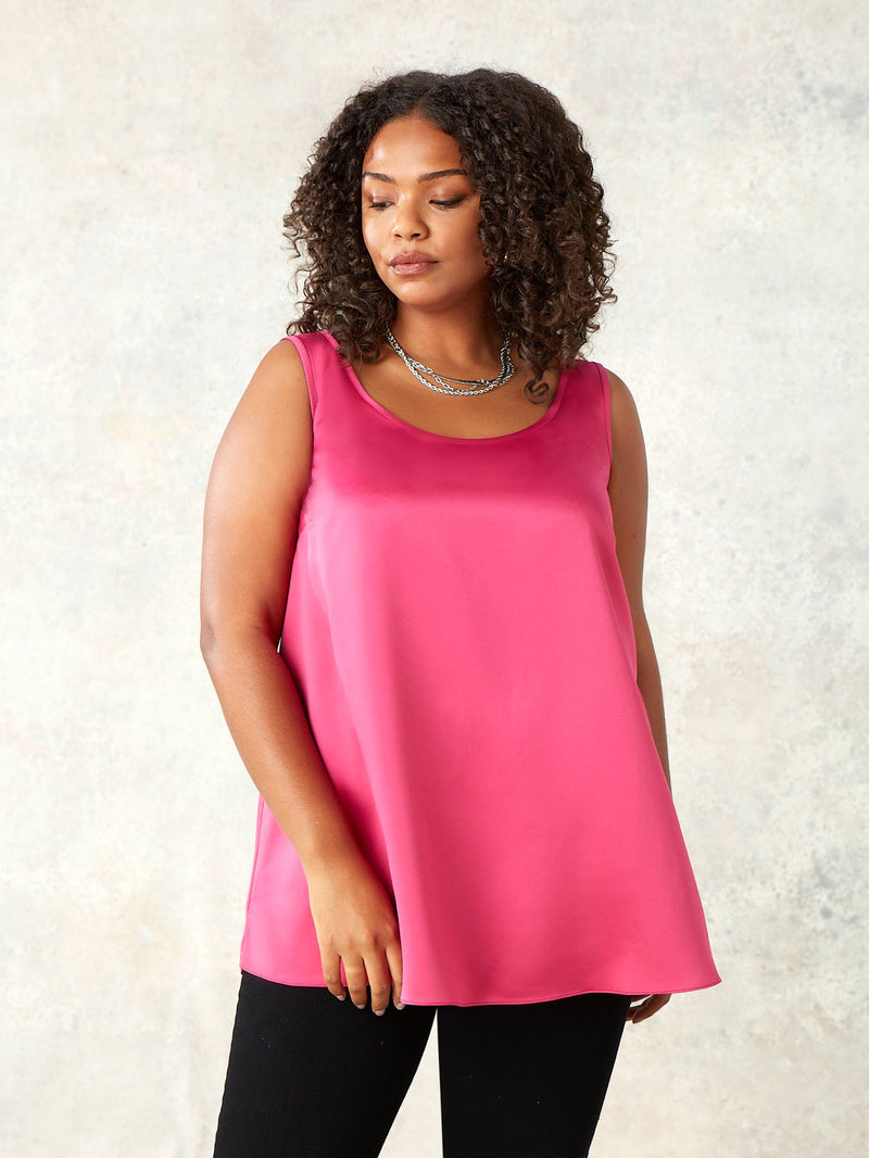 Pink Satin Vest Top