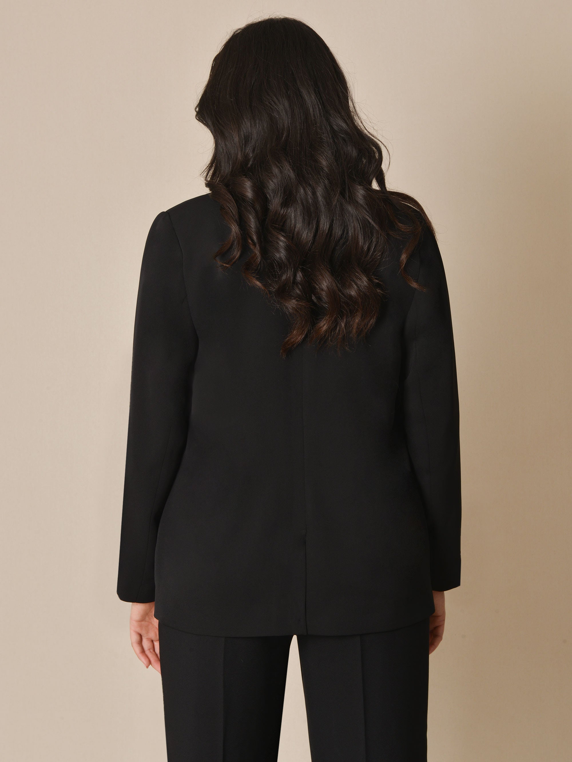 Black Fitted Woven Blazer