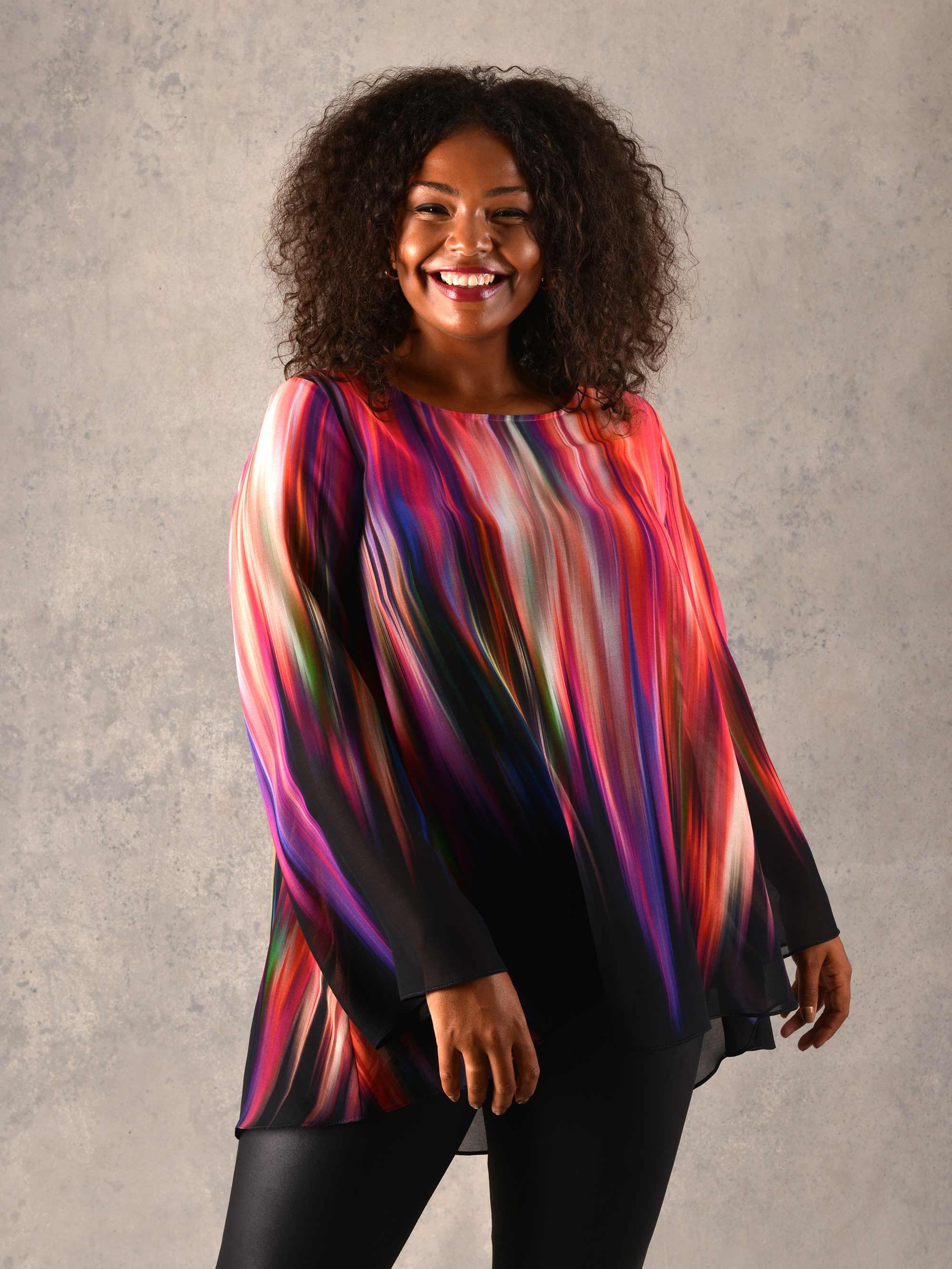 Ombre High Low Chiffon Blouse