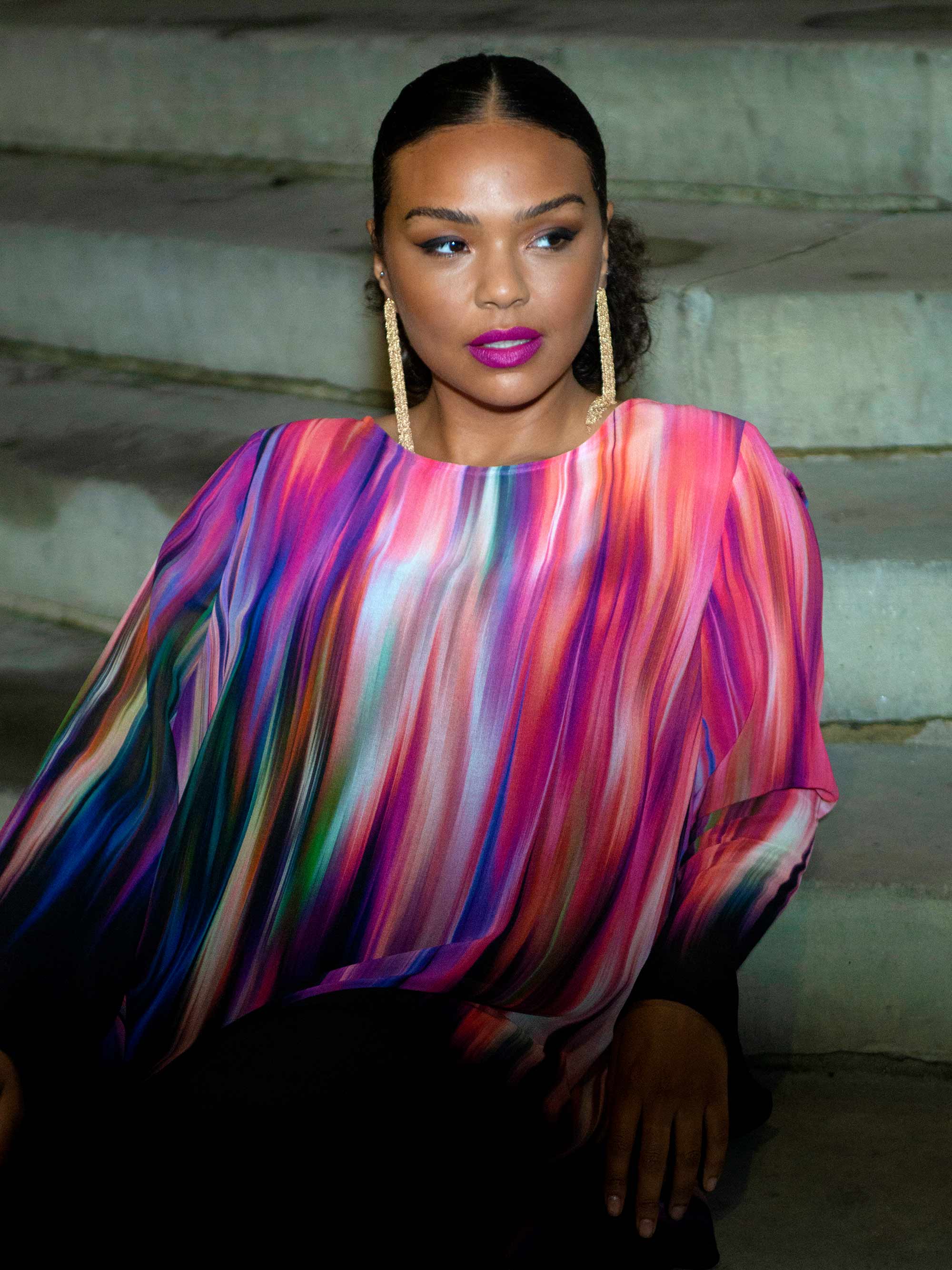 Ombre High Low Chiffon Blouse