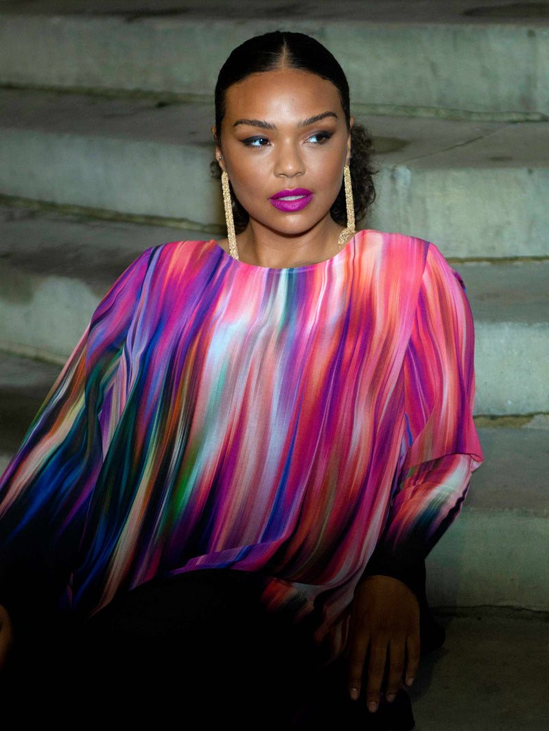 Ombre High Low Chiffon Blouse