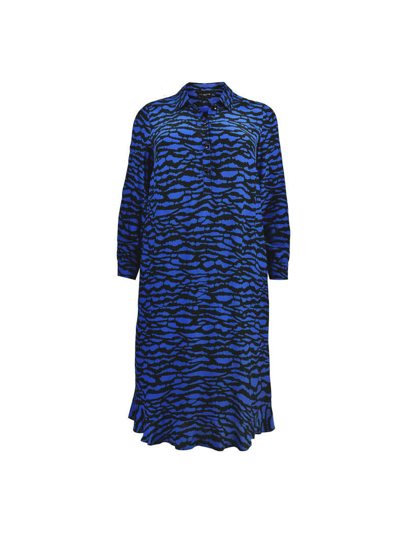 Blue Abstract Print Midi Shirt Dress