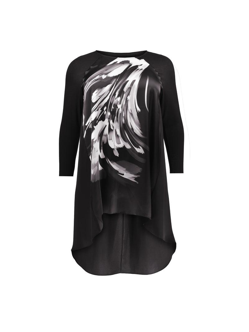 Mono Placement Print High Low Jersey Tunic