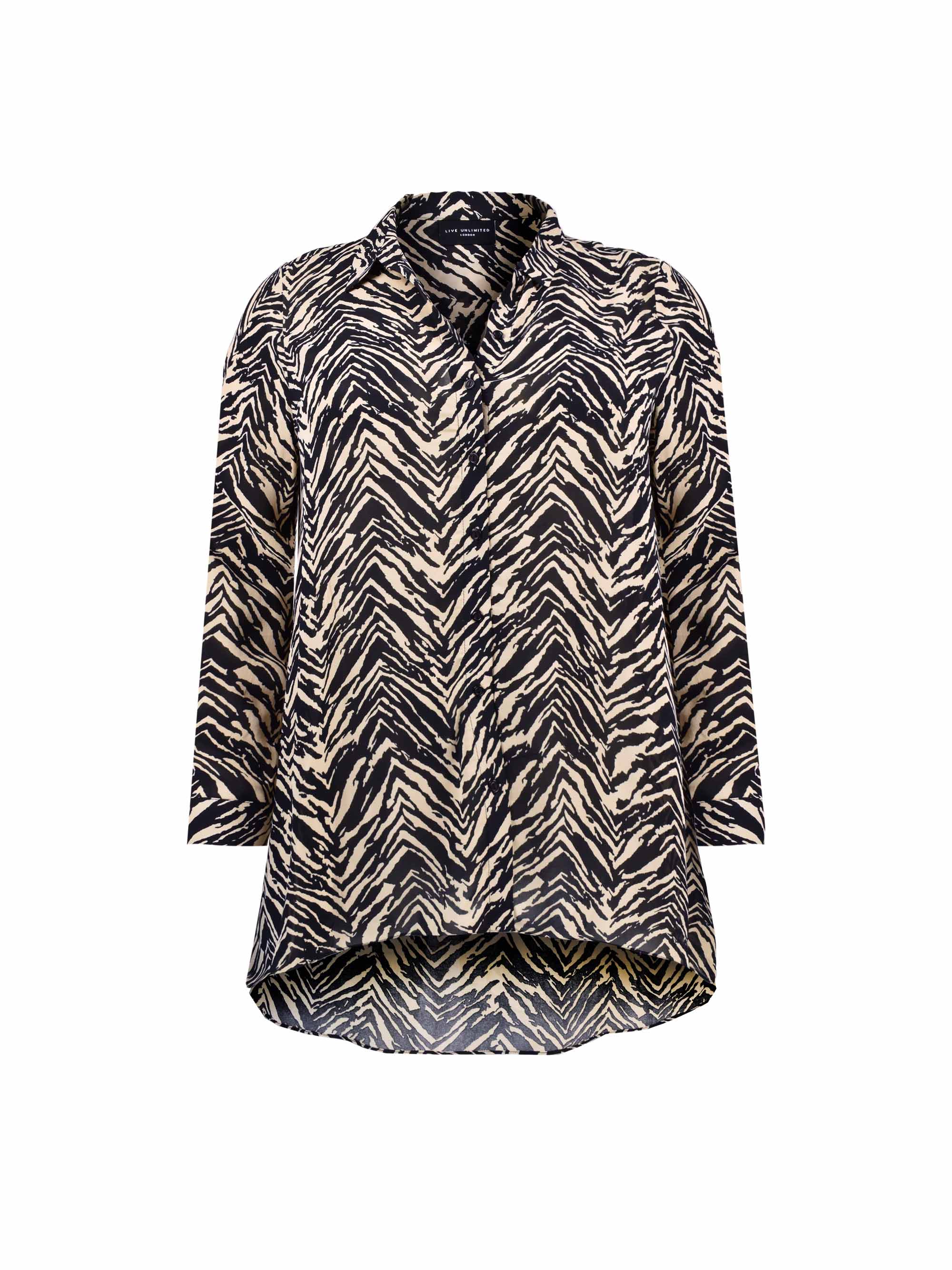Mono Zebra Print Longline Shirt