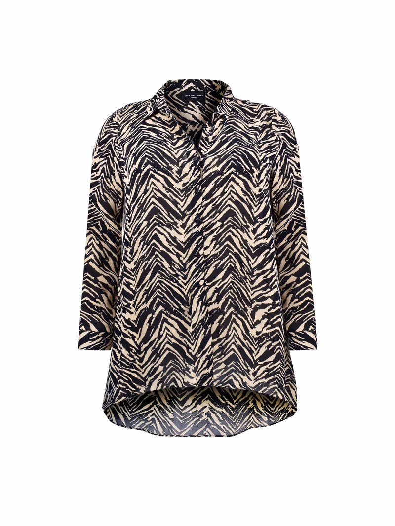Mono Zebra Print Longline Shirt