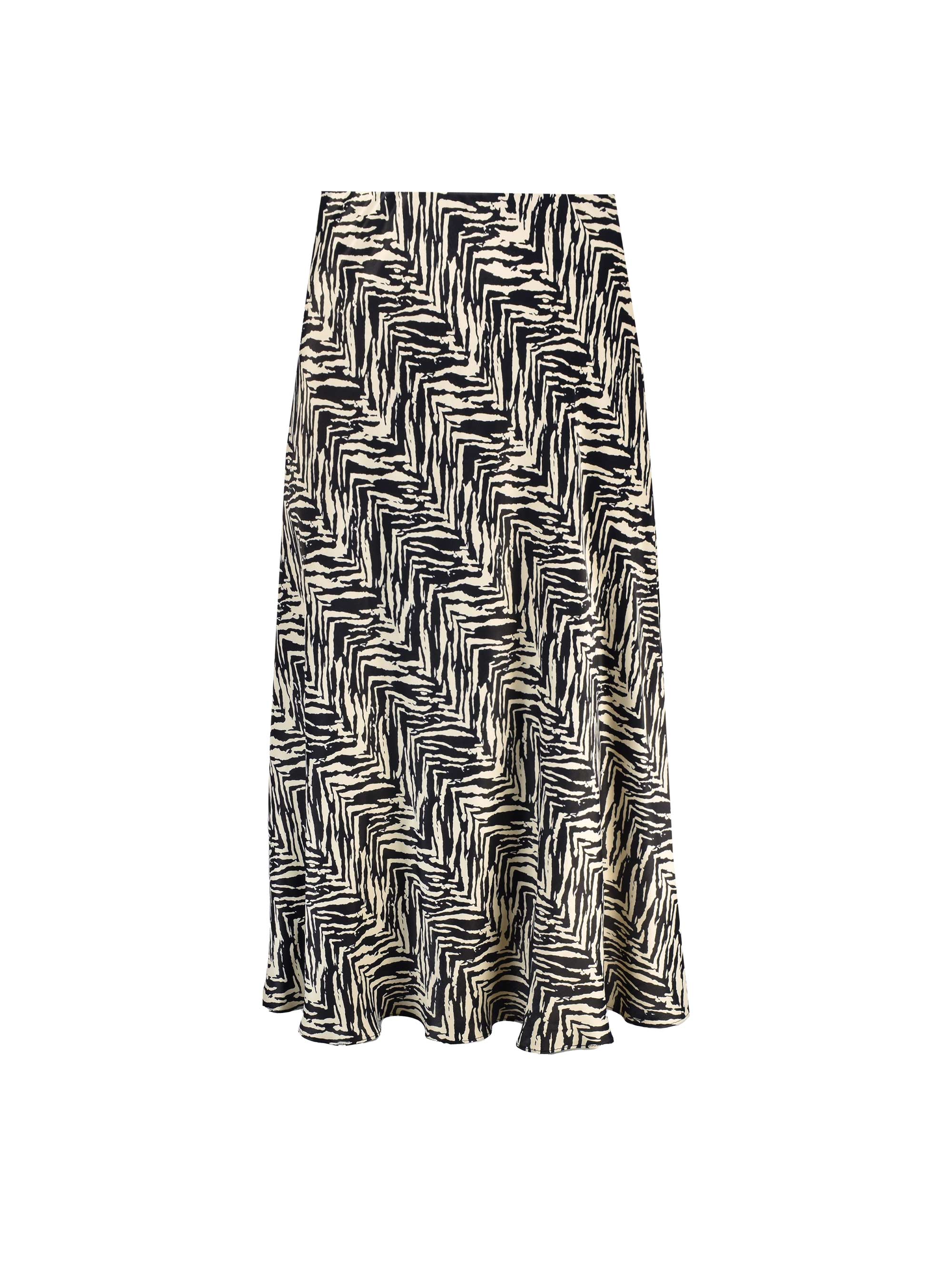 Mono Zebra Print Bias Cut Skirt