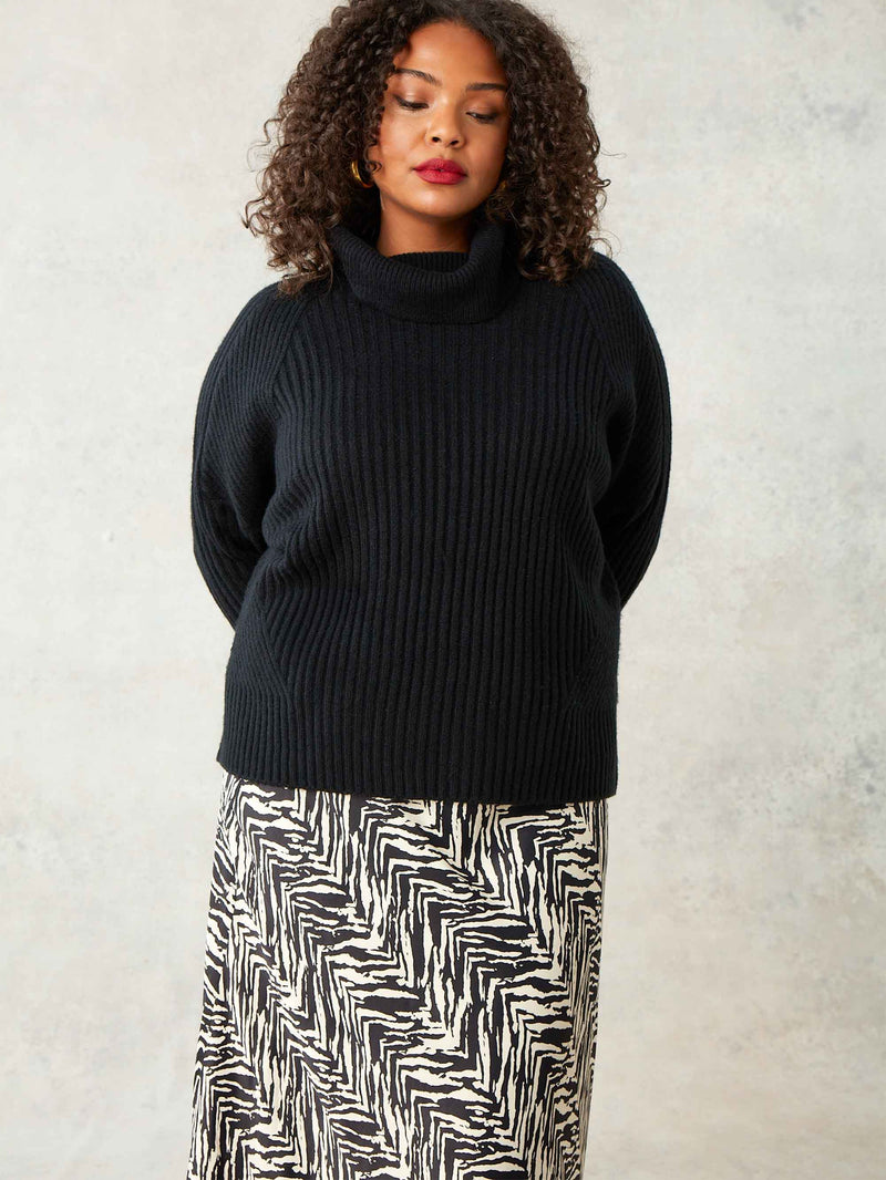 Mono Zebra Print Bias Cut Skirt