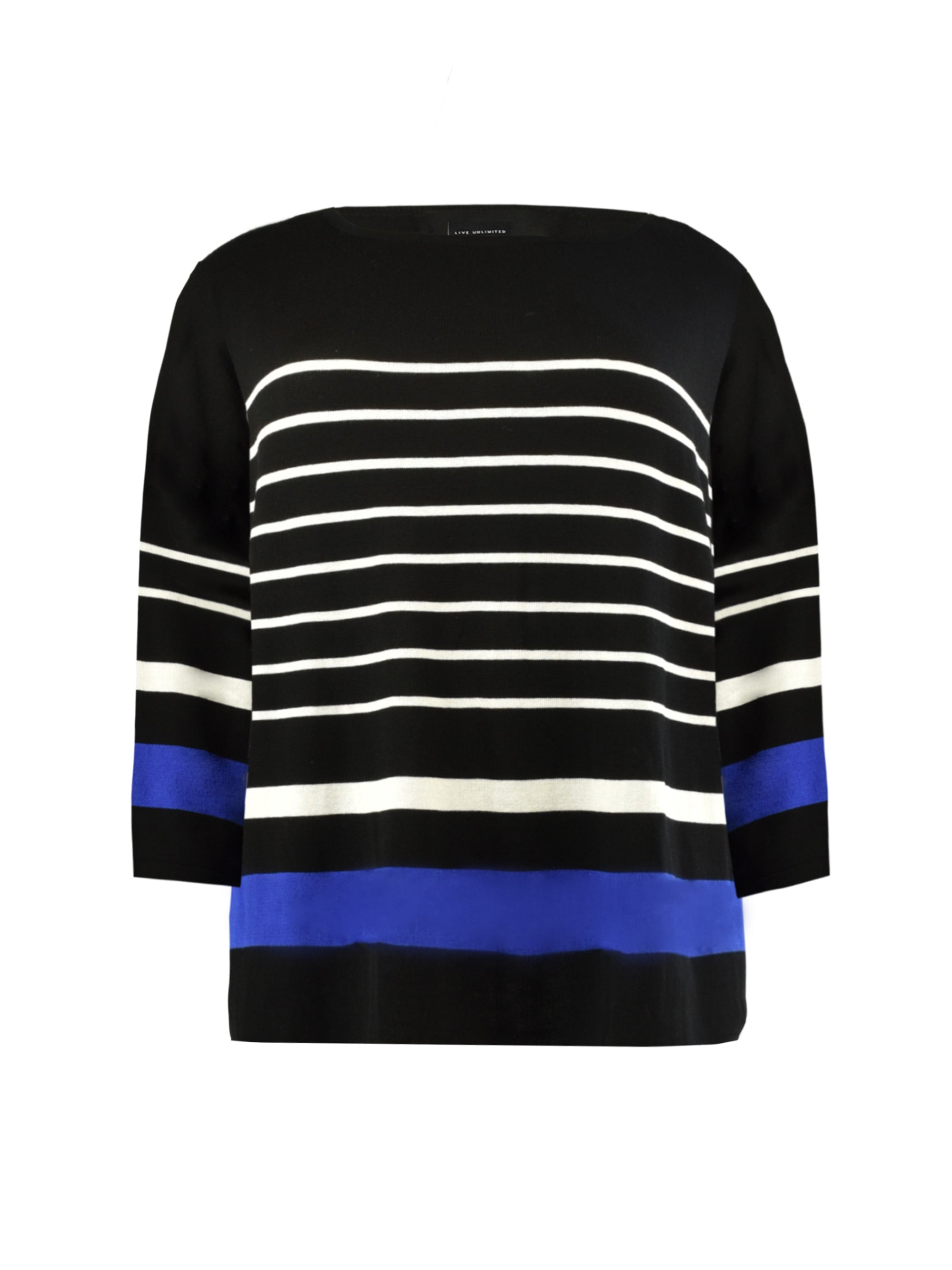 Black, Ivory & Cobalt Stripe Relaxed Jumper