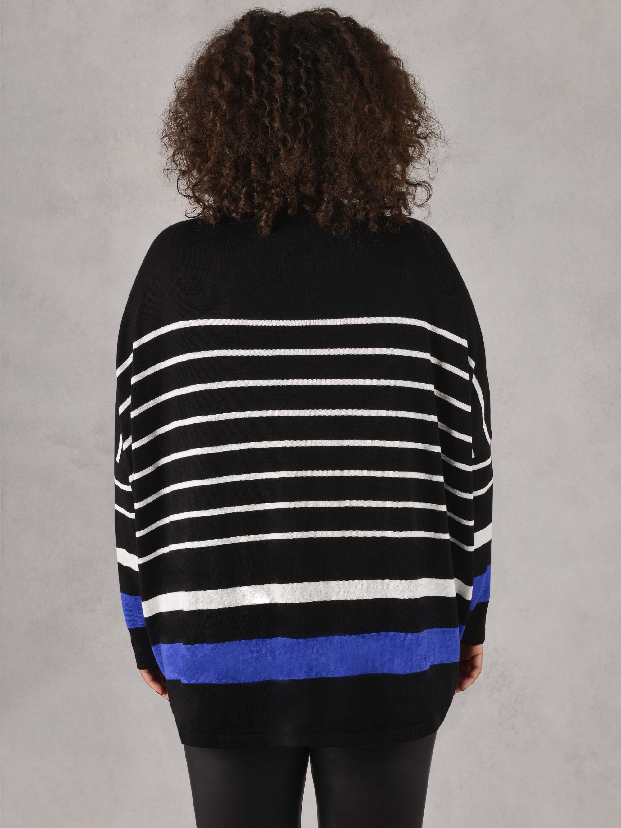 Black, Ivory & Cobalt Stripe Relaxed Jumper