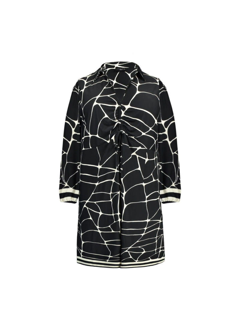 Mono Giraffe Print Ruched Jersey Midi Dress