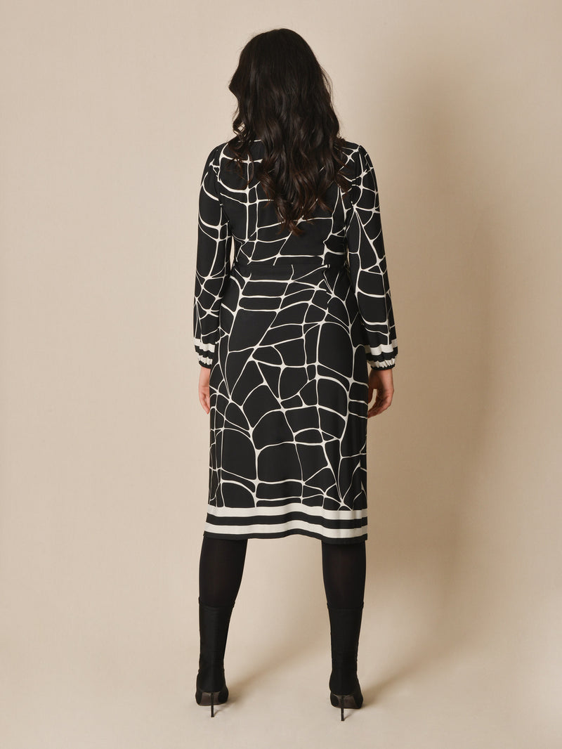 Mono Giraffe Print Ruched Jersey Midi Dress