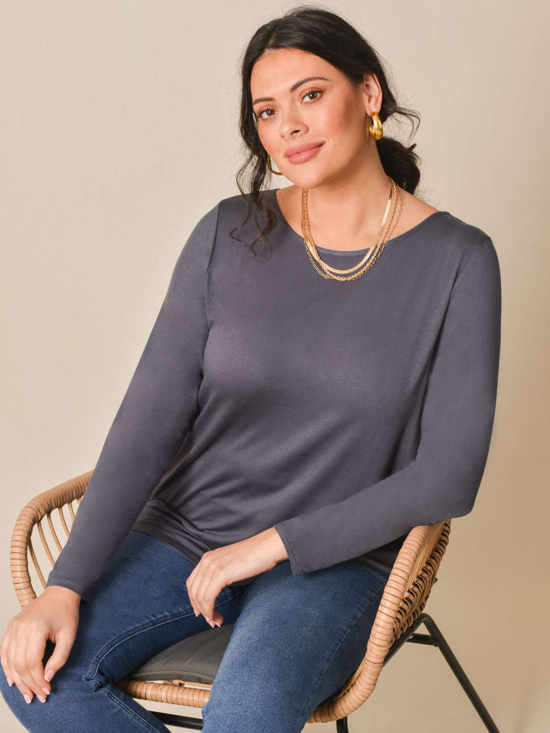 Grey Long Sleeve Jersey T-Shirt