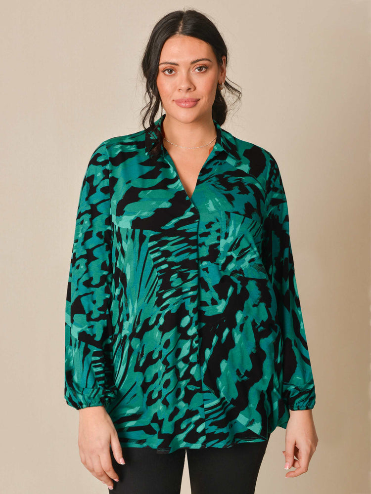Blue Butterfly Print Longline Jersey Shirt