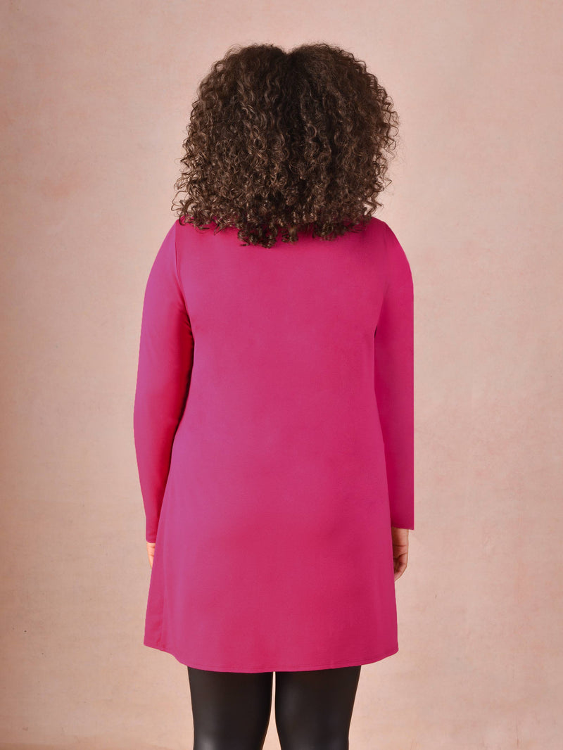 Pink Twist Neck Jersey Tunic