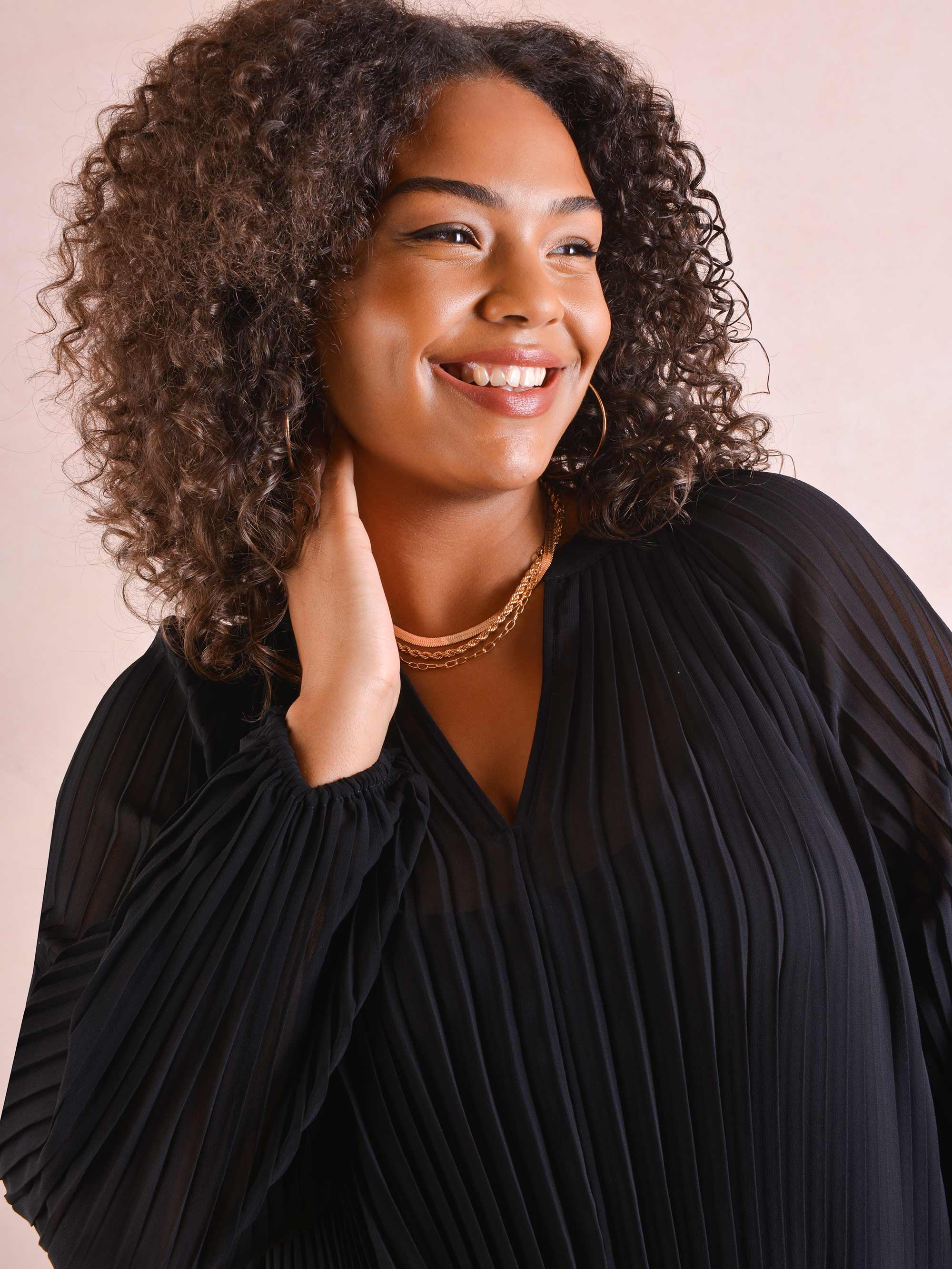 Black Pleated Boho Blouse