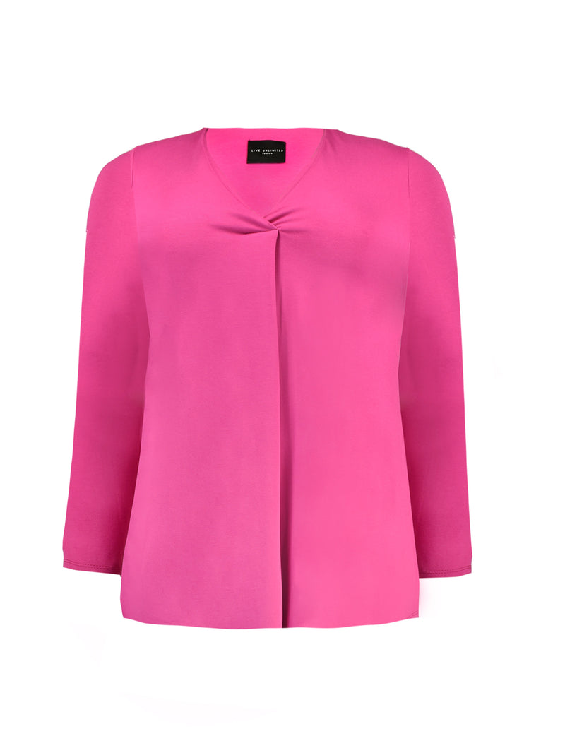 Magenta Pleat Front Jersey Swing Top