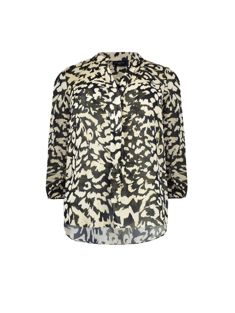 Camo Print Curved Hem Shirt