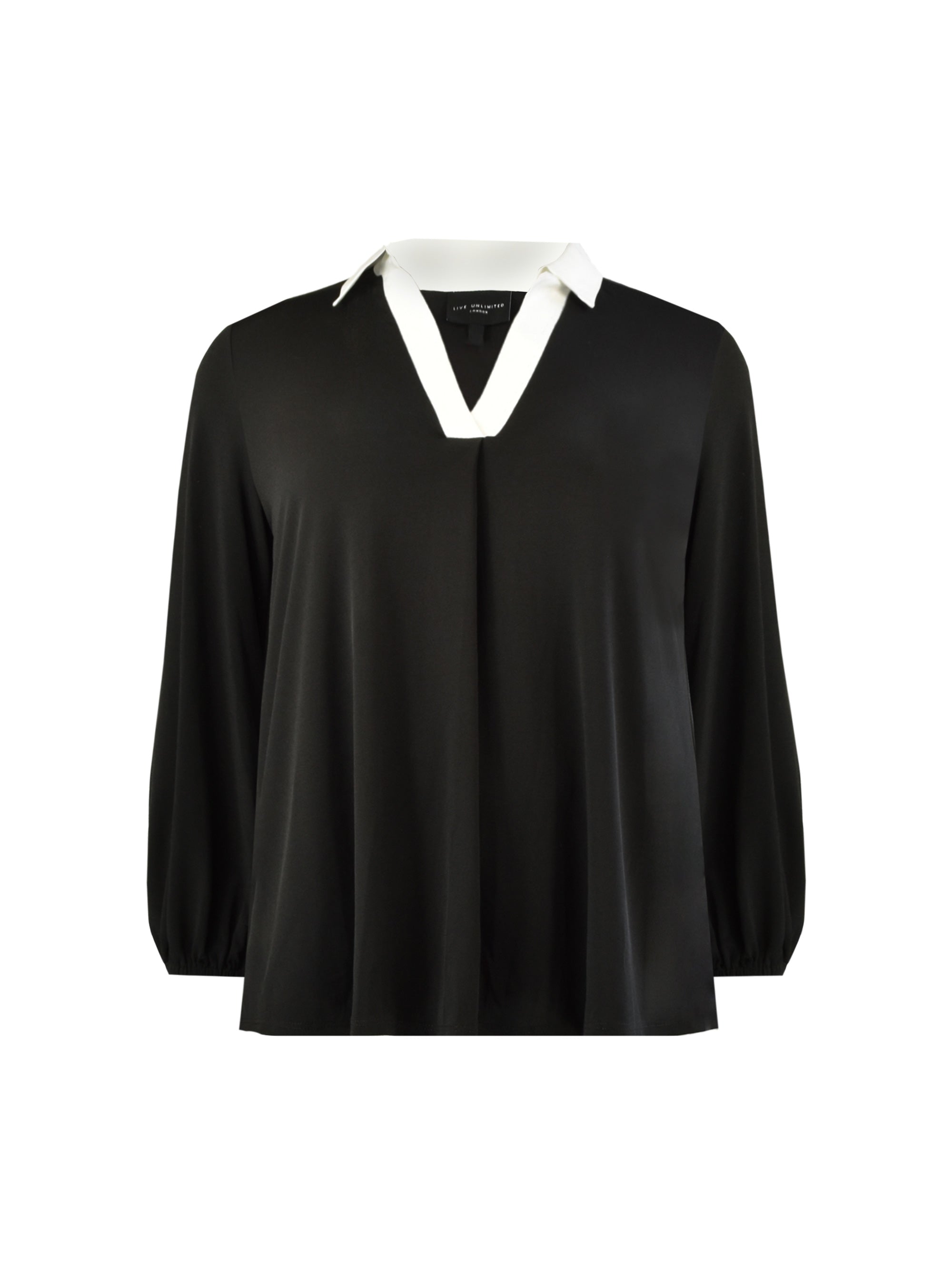 Black Cotton Collar Jersey Shirt