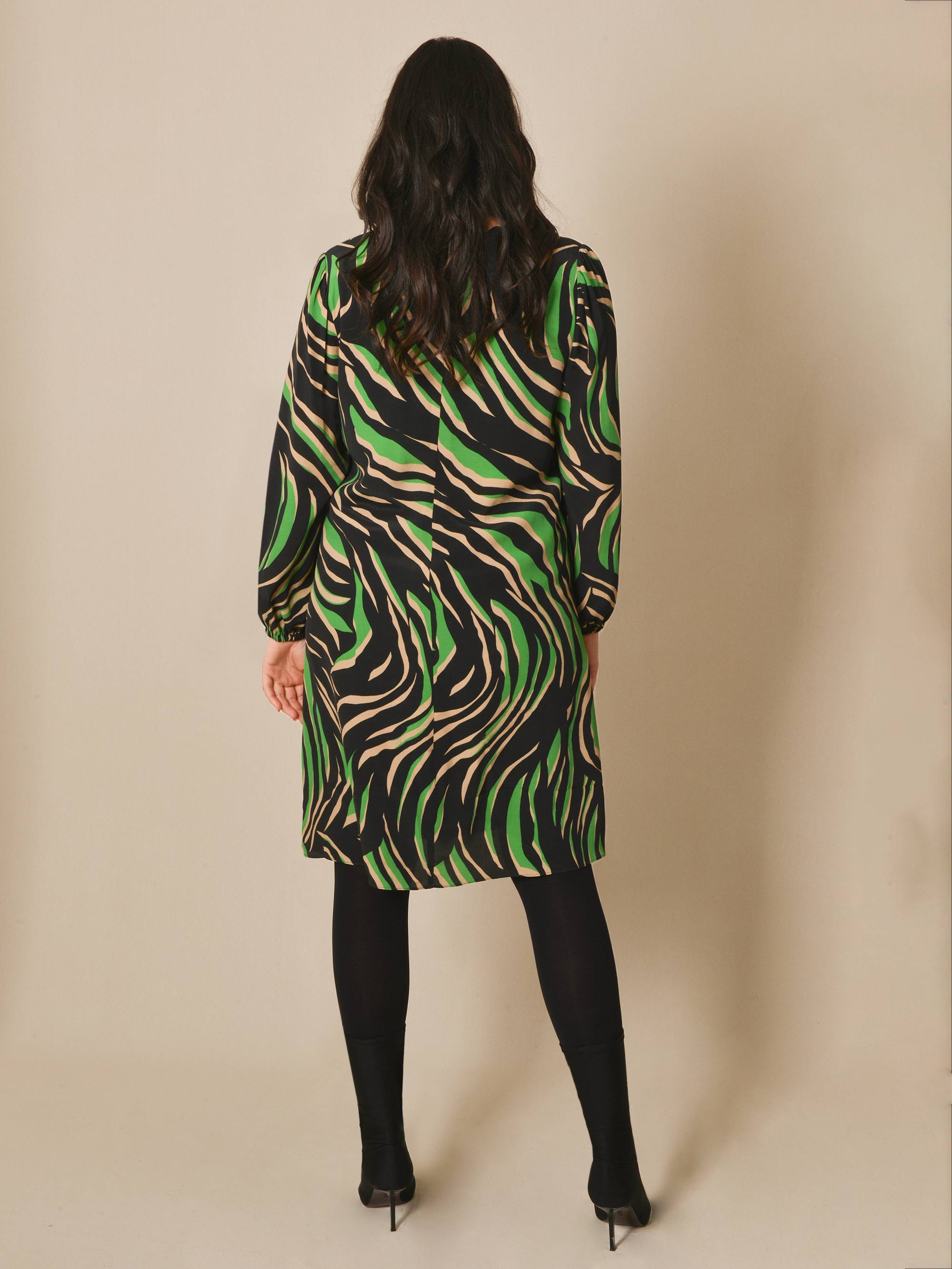 Green Zebra Print Short Swing Dress Green Zebra Print Short Swing Dress