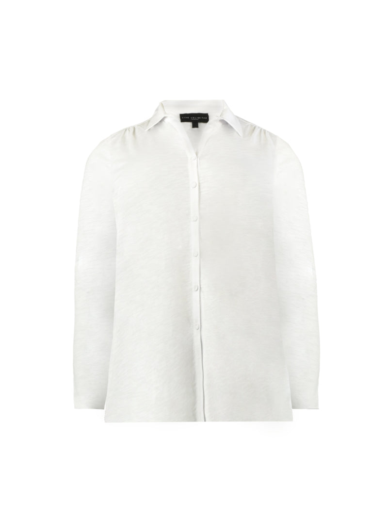 White Textured Cotton Jersey Shirt