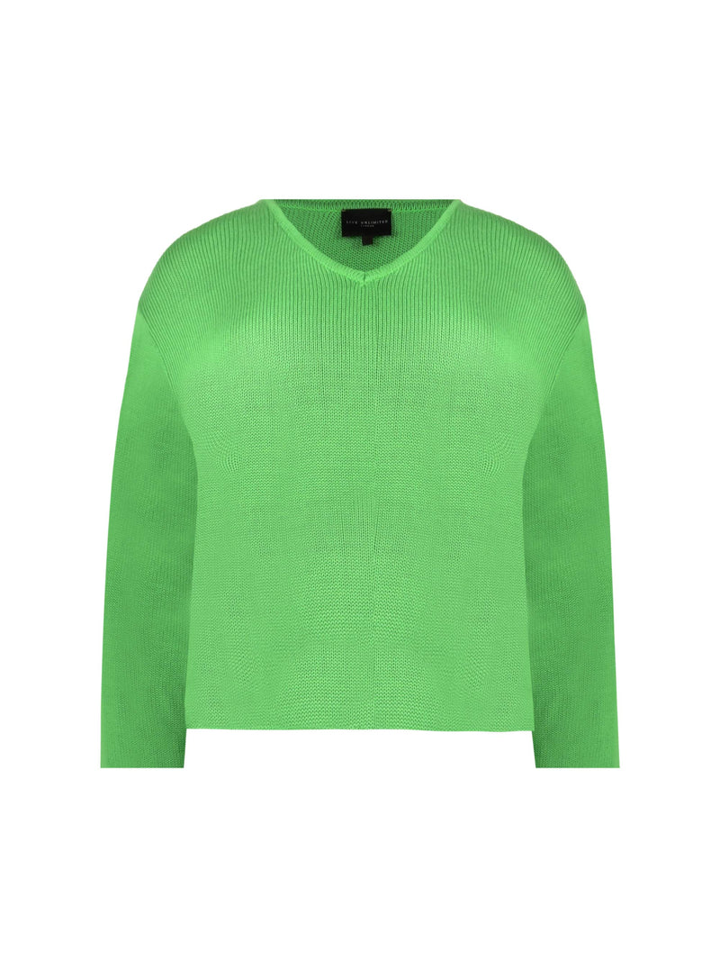 Green Slouch V-Neck Jumper