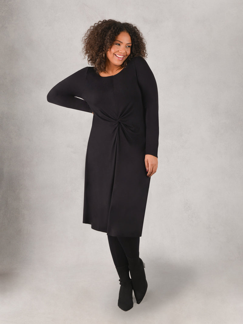 Black Knot Waist Jersey T-Shirt Dress