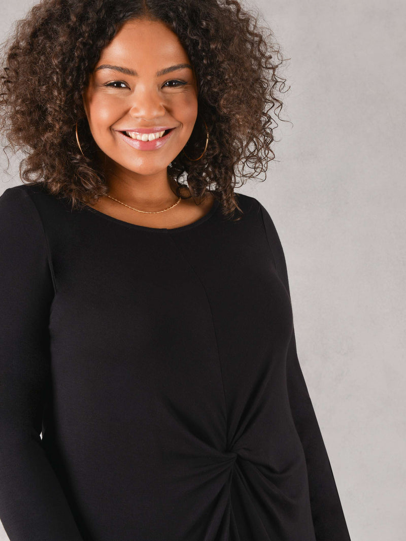 Black Knot Waist Jersey T-Shirt Dress