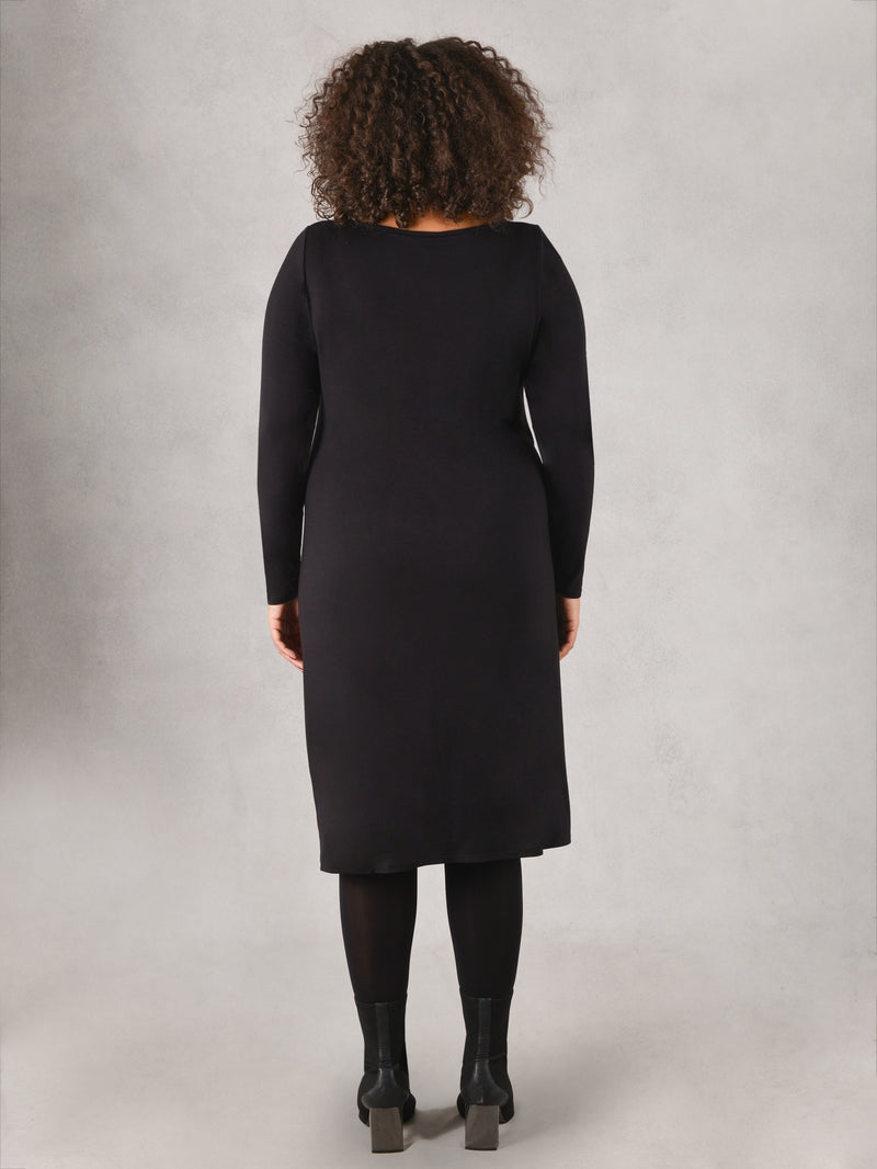 Black Knot Waist Jersey T-Shirt Dress