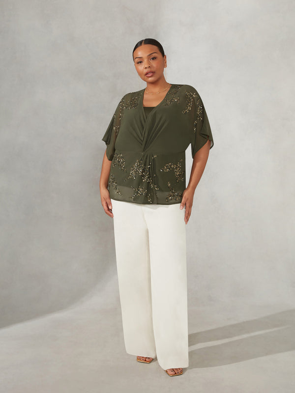 Khaki Embellished Top
