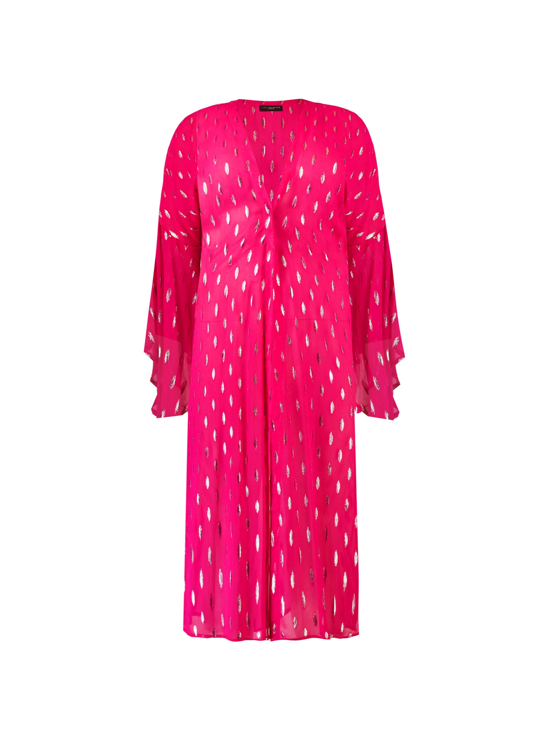 Pink Lurex Statement Sleeve Kimono
