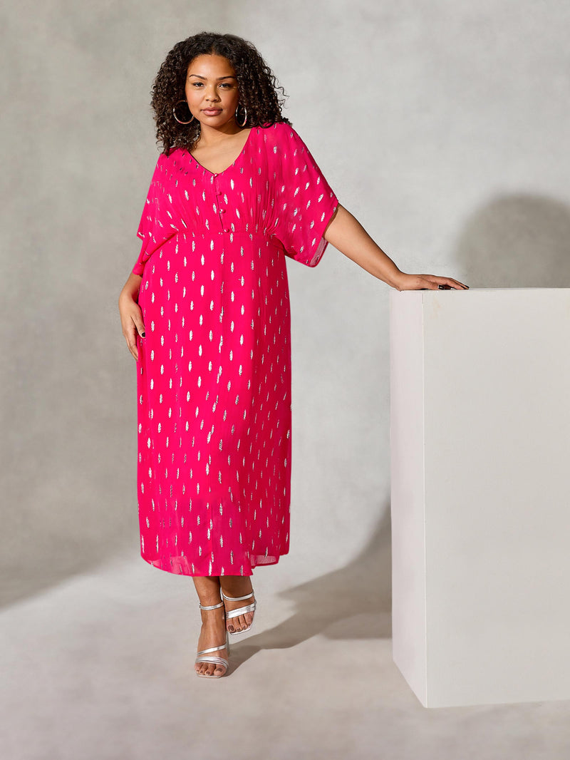 Pink Lurex Midaxi Dress