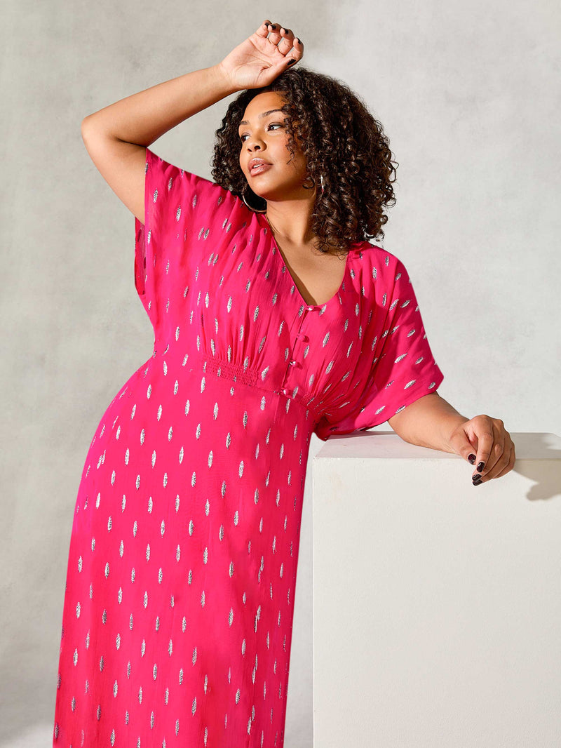 Pink Lurex Midaxi Dress