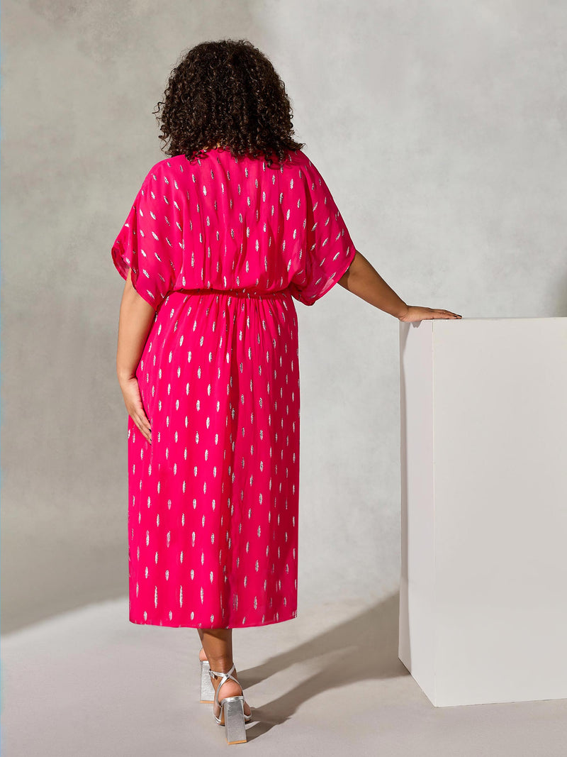 Pink Lurex Midaxi Dress