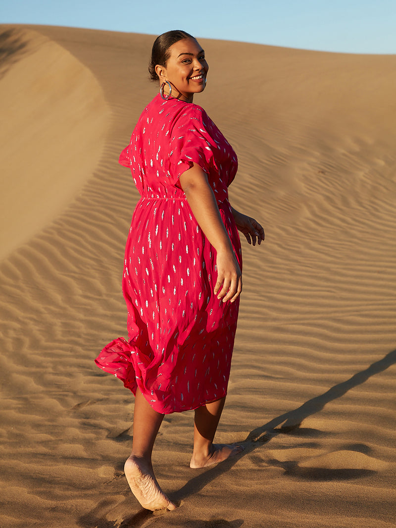 Pink Lurex Midaxi Dress