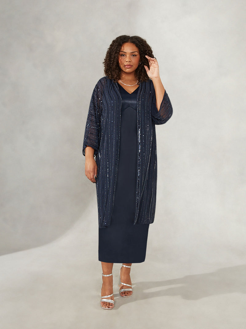 Navy Beaded Kimono