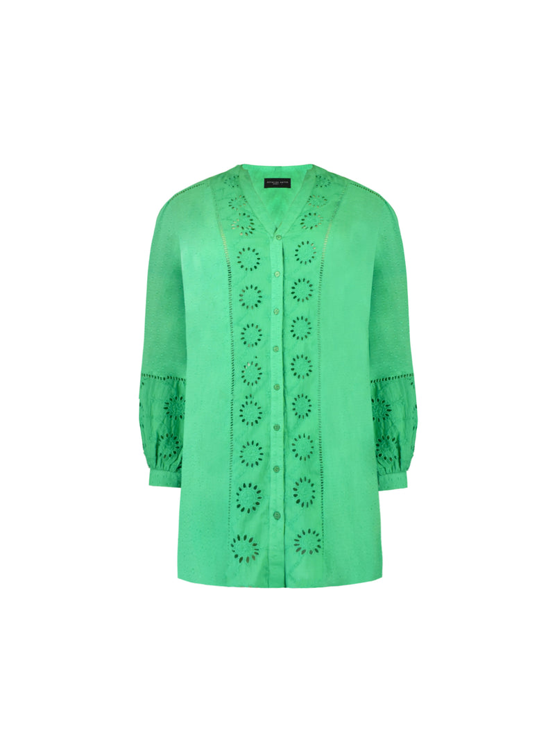Green Cotton Broderie Shirt dress